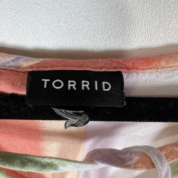 TORRID Women's Rayon‎ Blend Striped Tiered Tunic Size 2X Colorful Beach Boho - Picture 4 of 9